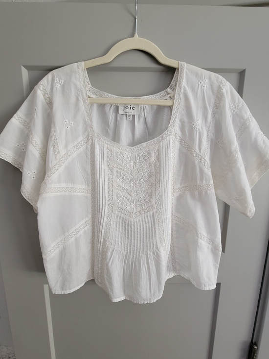 Joie Tops - Joie Tiller Embroidered Lace Cotton Top White Size Small